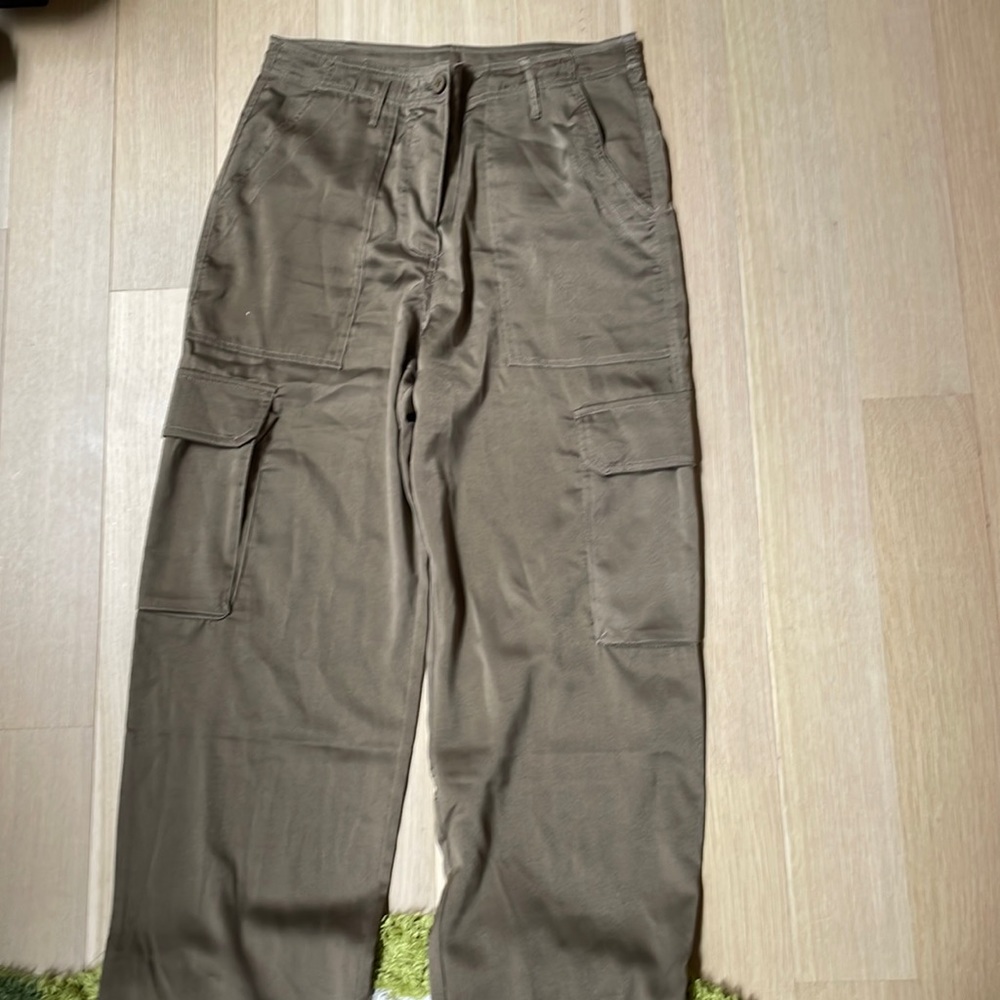 Nati Boutique Olive Silk Parachute Pants